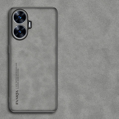 Funda Lujo Cuero Carcasa S01 para Realme Narzo N55 Gris