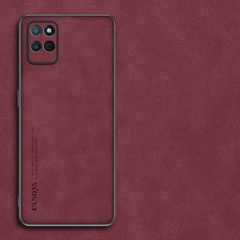 Funda Lujo Cuero Carcasa S01 para Realme V11 5G Rojo