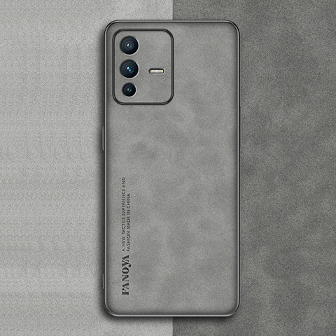 Funda Lujo Cuero Carcasa S01 para Vivo V23 Pro 5G Gris