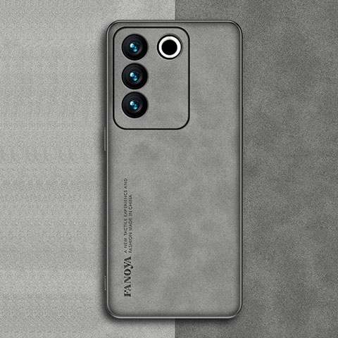 Funda Lujo Cuero Carcasa S01 para Vivo V27 5G Gris