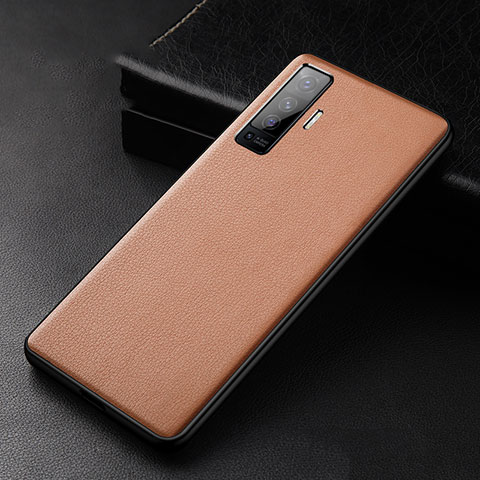 Funda Lujo Cuero Carcasa S01 para Vivo X50 5G Marron