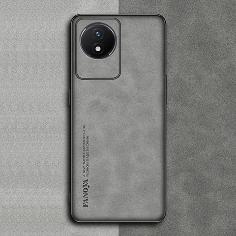 Funda Lujo Cuero Carcasa S01 para Vivo Y02A Gris