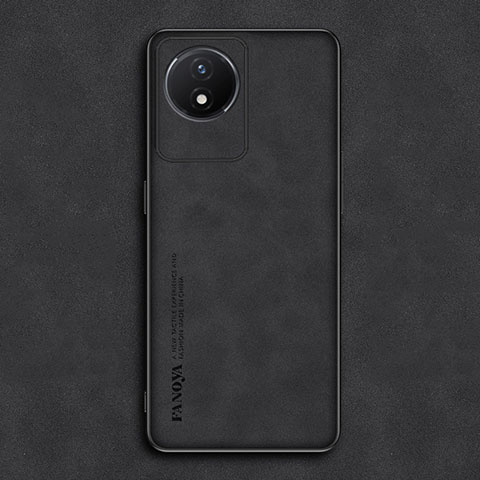 Funda Lujo Cuero Carcasa S01 para Vivo Y02A Negro