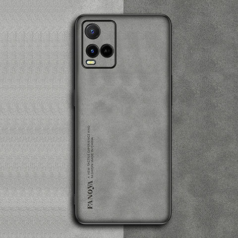 Funda Lujo Cuero Carcasa S01 para Vivo Y21a Gris