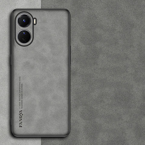 Funda Lujo Cuero Carcasa S01 para Vivo Y35 5G Gris