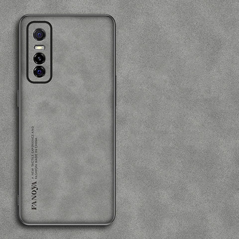 Funda Lujo Cuero Carcasa S01 para Vivo Y73s 5G Gris