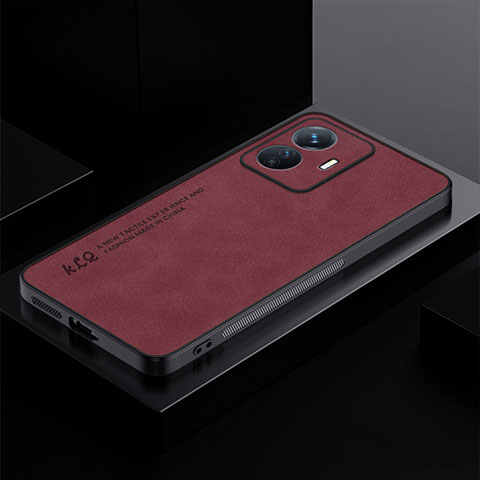 Funda Lujo Cuero Carcasa S01 para Vivo Y77e 5G Rojo