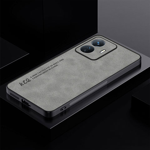 Funda Lujo Cuero Carcasa S01 para Vivo Y77e t1 Gris