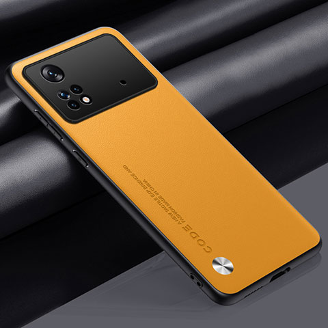 Funda Lujo Cuero Carcasa S01 para Xiaomi Poco M4 Pro 4G Amarillo