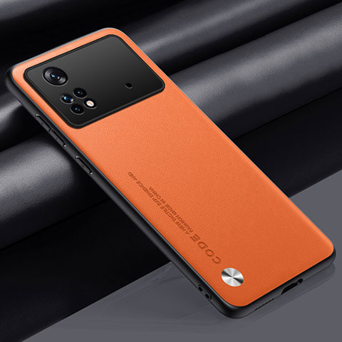 Funda Lujo Cuero Carcasa S01 para Xiaomi Poco M4 Pro 4G Naranja