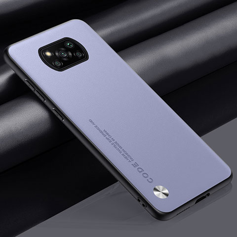 Funda Lujo Cuero Carcasa S01 para Xiaomi Poco X3 Purpura Claro