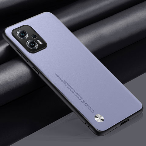 Funda Lujo Cuero Carcasa S01 para Xiaomi Poco X4 GT 5G Purpura Claro