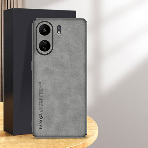 Funda Lujo Cuero Carcasa S01 para Xiaomi Redmi 13C Gris