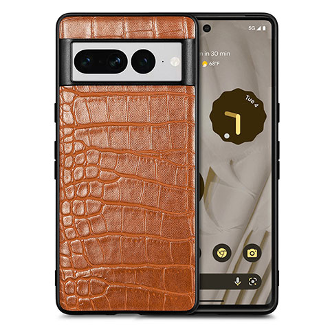 Funda Lujo Cuero Carcasa S01D para Google Pixel 7 Pro 5G Marron