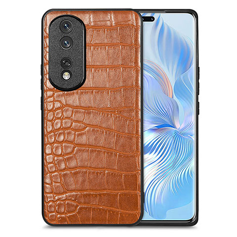 Funda Lujo Cuero Carcasa S01D para Huawei Honor 80 Pro 5G Marron