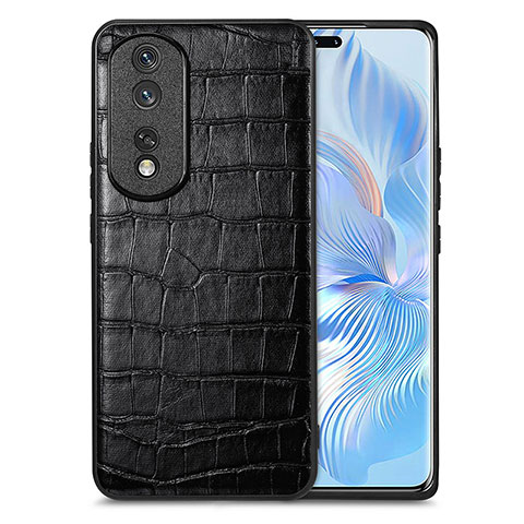 Funda Lujo Cuero Carcasa S01D para Huawei Honor 80 Pro 5G Negro