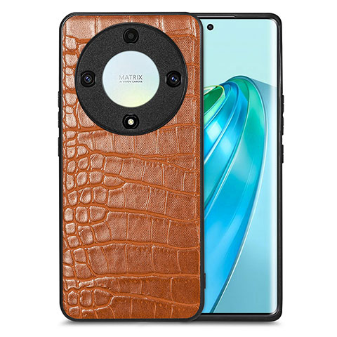 Funda Lujo Cuero Carcasa S01D para Huawei Honor X9a 5G Marron