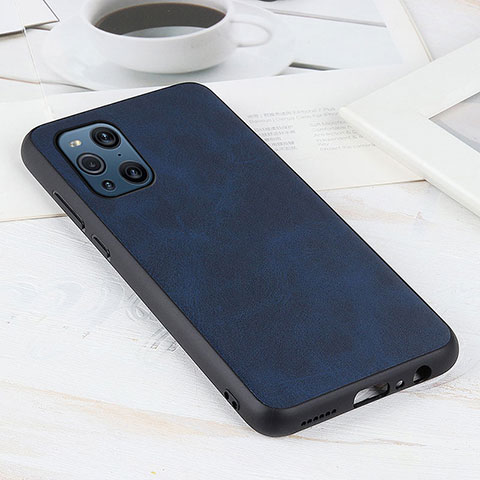 Funda Lujo Cuero Carcasa S01D para Oppo Find X3 Pro 5G Azul