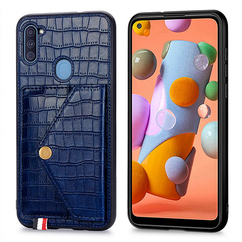 Funda Lujo Cuero Carcasa S01D para Samsung Galaxy A11 Azul