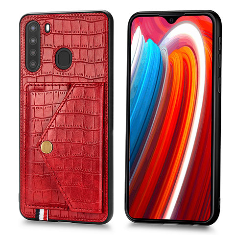 Funda Lujo Cuero Carcasa S01D para Samsung Galaxy A21 Rojo