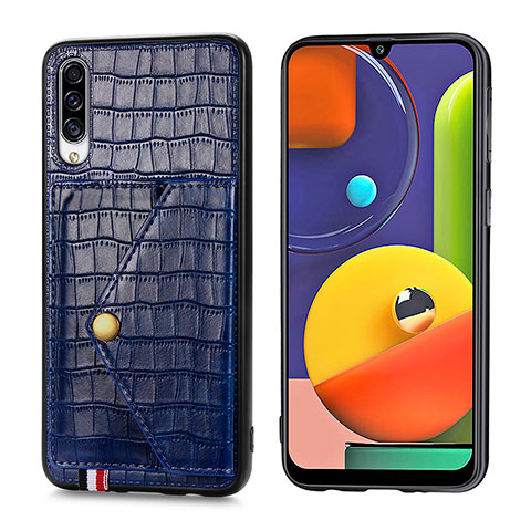 Funda Lujo Cuero Carcasa S01D para Samsung Galaxy A30S Azul