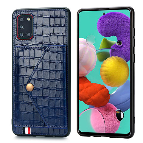 Funda Lujo Cuero Carcasa S01D para Samsung Galaxy A31 Azul