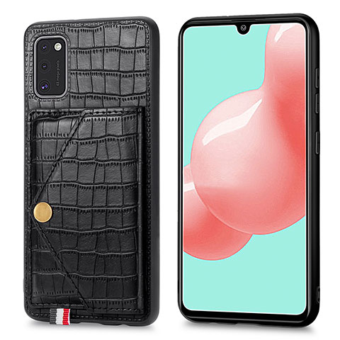 Funda Lujo Cuero Carcasa S01D para Samsung Galaxy A41 Negro