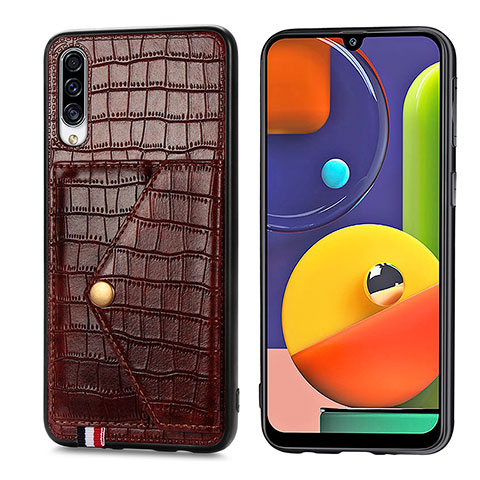 Funda Lujo Cuero Carcasa S01D para Samsung Galaxy A50 Marron