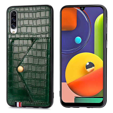 Funda Lujo Cuero Carcasa S01D para Samsung Galaxy A50S Verde