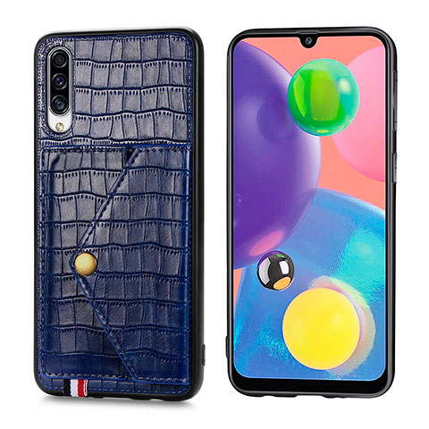 Funda Lujo Cuero Carcasa S01D para Samsung Galaxy A70 Azul