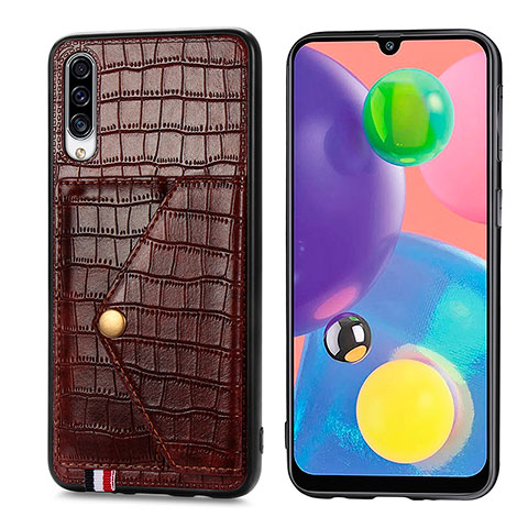 Funda Lujo Cuero Carcasa S01D para Samsung Galaxy A70 Marron