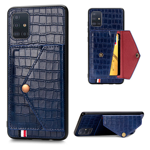 Funda Lujo Cuero Carcasa S01D para Samsung Galaxy A71 4G A715 Azul