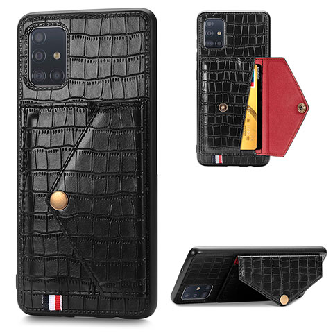 Funda Lujo Cuero Carcasa S01D para Samsung Galaxy A71 5G Negro