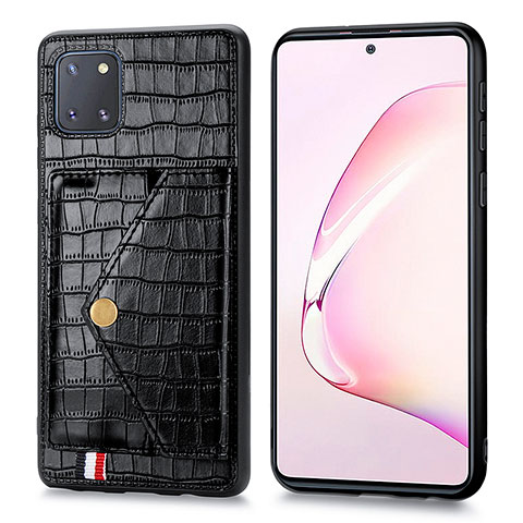 Funda Lujo Cuero Carcasa S01D para Samsung Galaxy A81 Negro