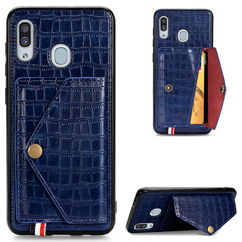 Funda Lujo Cuero Carcasa S01D para Samsung Galaxy M10S Azul