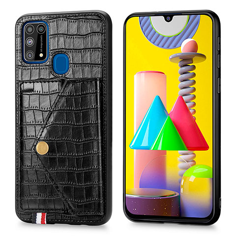 Funda Lujo Cuero Carcasa S01D para Samsung Galaxy M31 Prime Edition Negro