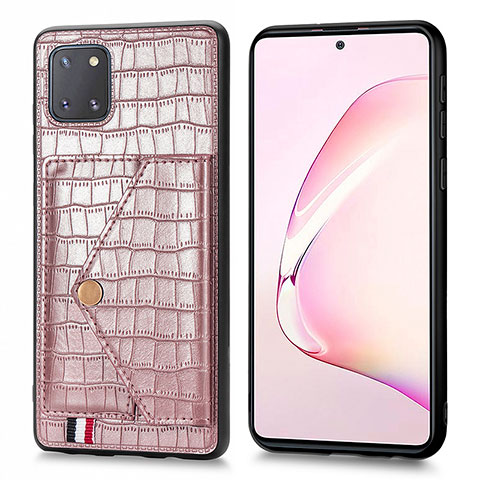 Funda Lujo Cuero Carcasa S01D para Samsung Galaxy M60s Oro Rosa