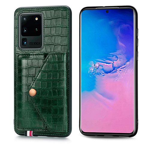 Funda Lujo Cuero Carcasa S01D para Samsung Galaxy S20 Ultra 5G Verde