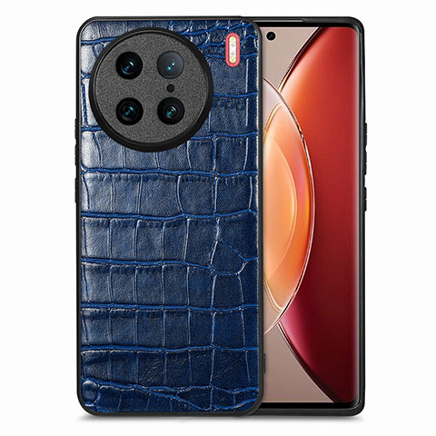 Funda Lujo Cuero Carcasa S01D para Vivo X90 Pro 5G Azul