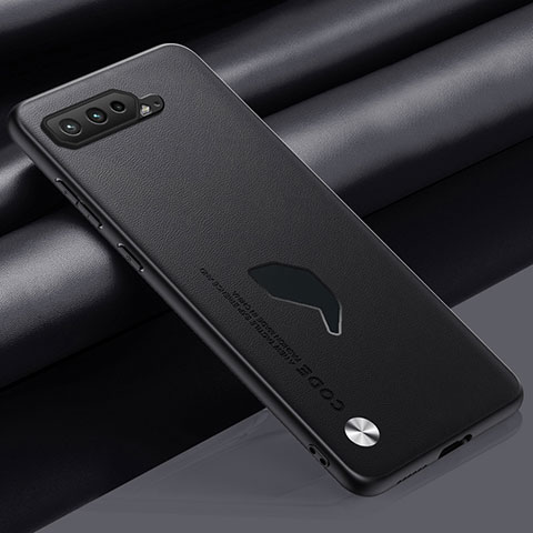 Funda Lujo Cuero Carcasa S02 para Asus ROG Phone 5 Pro Negro