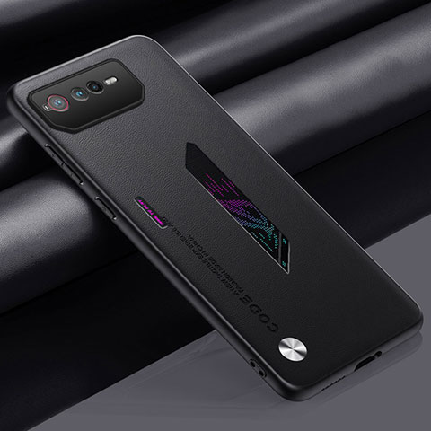 Funda Lujo Cuero Carcasa S02 para Asus ROG Phone 6 Negro