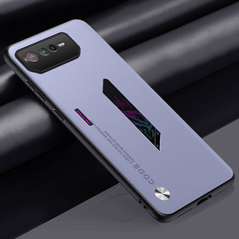 Funda Lujo Cuero Carcasa S02 para Asus ROG Phone 6 Pro Purpura Claro