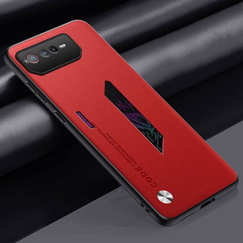 Funda Lujo Cuero Carcasa S02 para Asus ROG Phone 6 Rojo