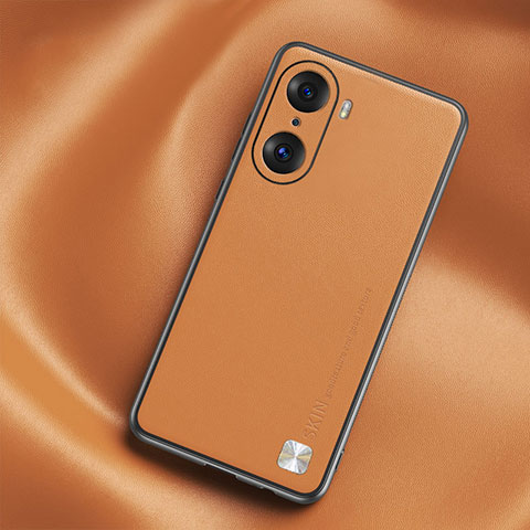 Funda Lujo Cuero Carcasa S02 para Huawei Honor 60 5G Naranja