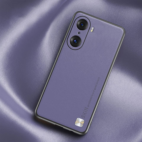 Funda Lujo Cuero Carcasa S02 para Huawei Honor 60 5G Purpura Claro