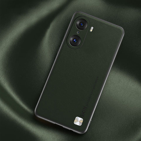 Funda Lujo Cuero Carcasa S02 para Huawei Honor 60 Pro 5G Verde Noche