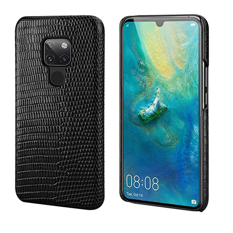 Funda Lujo Cuero Carcasa S02 para Huawei Mate 20 Negro