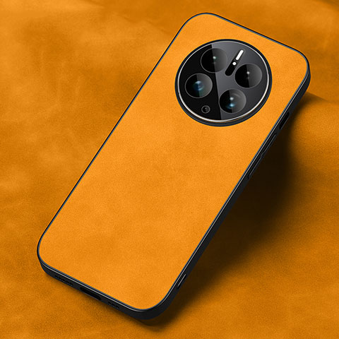 Funda Lujo Cuero Carcasa S02 para Huawei Mate 50E Naranja