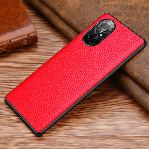 Funda Lujo Cuero Carcasa S02 para Huawei Nova 8 5G Rojo