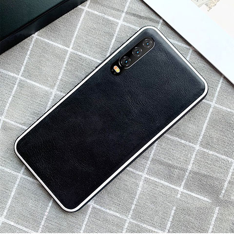 Funda Lujo Cuero Carcasa S02 para Huawei P30 Negro